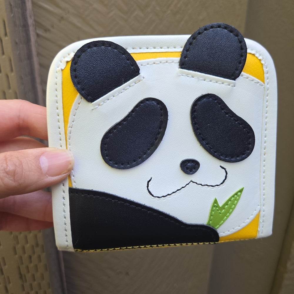 Panda-Themed Key & Card Holder - White, Black, Yellow, and Green